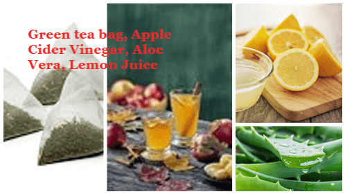 Green tea bag, Apple Cider Vinegar, Aloe Vera, Lemon Juice